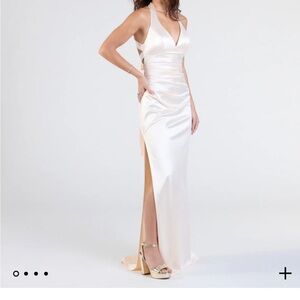 Elegant White Satin Evening Gown